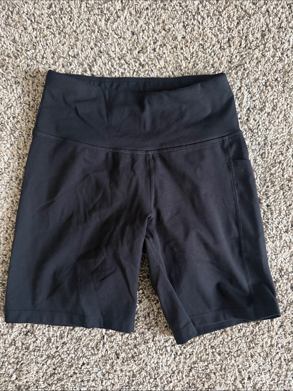 DKNY Black High-Rise Bike Shorts with Side Pocket